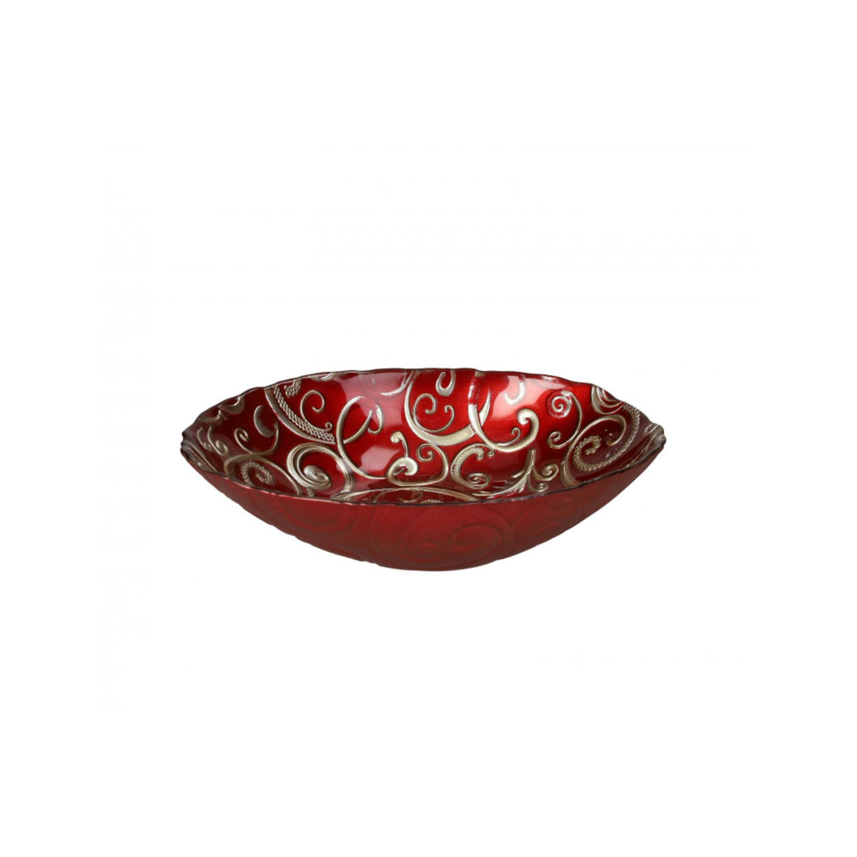 BRANDANI - Coppetta Ciotola Piatto Filo D'Oro 21 cm Rosso Vetro 52738