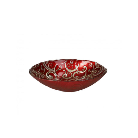 BRANDANI - Coppetta Ciotola Piatto Filo D'Oro 21 cm Rosso Vetro 52738