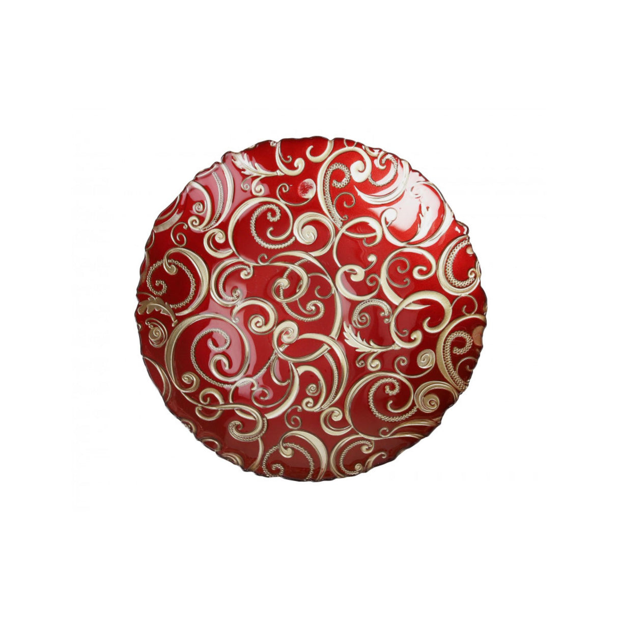 BRANDANI - Coppetta Ciotola Piatto Filo D'Oro 30 cm Rosso Vetro 52739