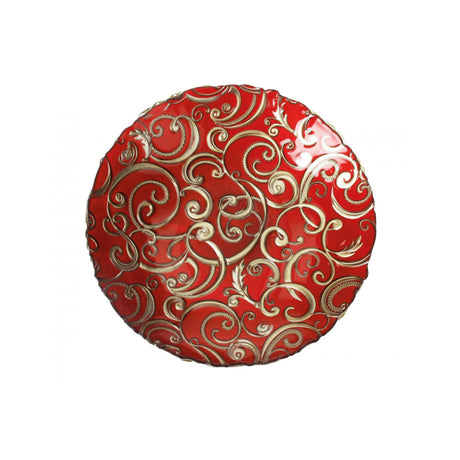 BRANDANI - Centrotavola Piatto Ciotola Filo D'Oro Rosso 40 cm Vetro 52743
