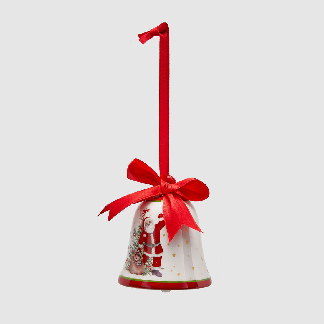 EDG Addobbo Campana Campanella Albero di Natale 8cm in Ceramica Bianco Rosso