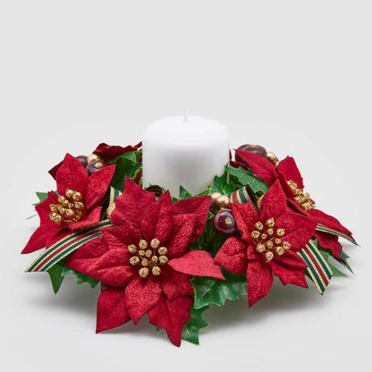 EDG Corona Stella di Natale Centrotavola Giro Candela Decorazione 23cm Rosso