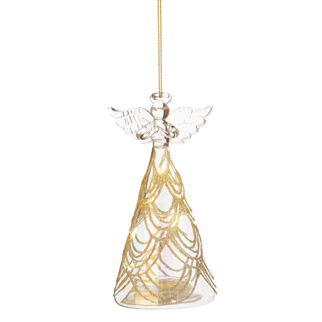 BIZZOTTO Pendaglio Angelo Decorazione per Albero di Natale in Vetro c/LED 13cm Oro