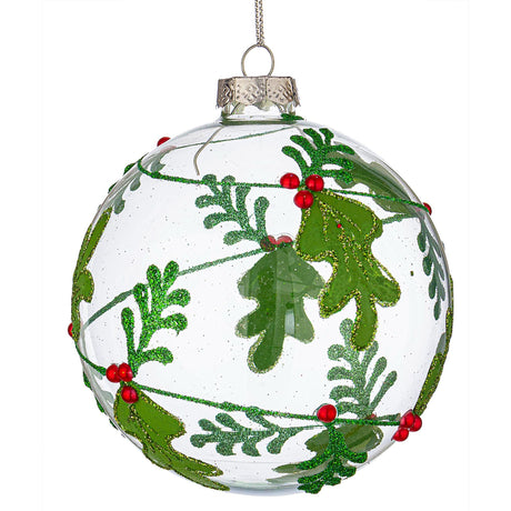 BIZZOTTO Sfera Pallina Albero di Natale Berries in Vetro 10cm Verde