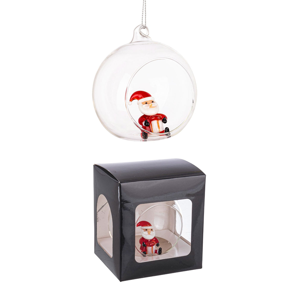 BIZZOTTO Sfera Pallina Albero di Natale Aperta in Vetro Babbo Natale 8cm