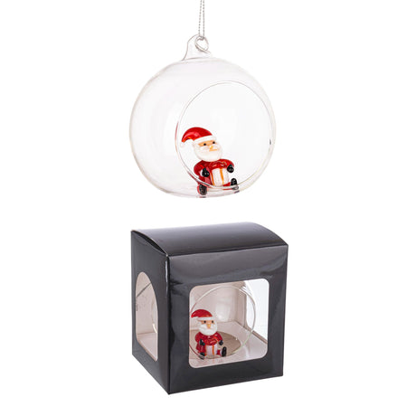 BIZZOTTO Sfera Pallina Albero di Natale Aperta in Vetro Babbo Natale 8cm