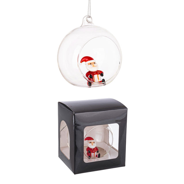BIZZOTTO Sfera Pallina Albero di Natale Aperta in Vetro Babbo Natale 8cm