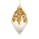 BIZZOTTO Pendaglio Pallina Albero di Natale in Vetro Melissa Paillettes 13x6,5cm Bianco Oro