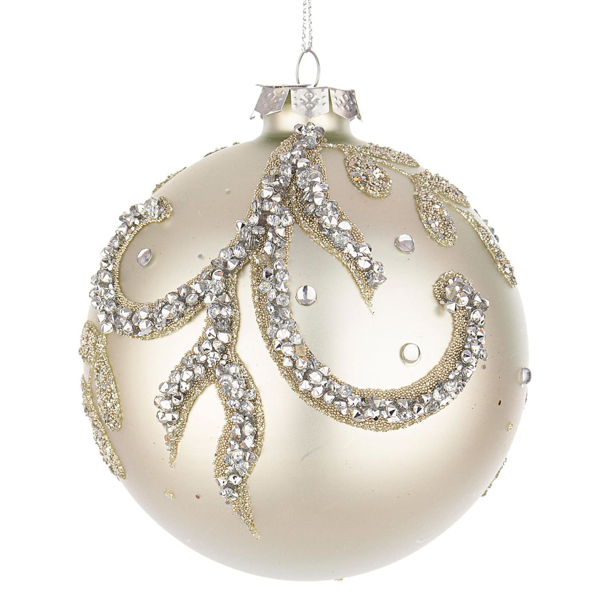 BIZZOTTO Sfera Pallina Albero di Natale in Vetro Droplet 10cm Bianco Perlato