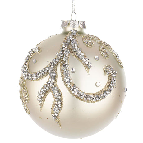 BIZZOTTO Sfera Pallina Albero di Natale in Vetro Droplet 10cm Bianco Perlato