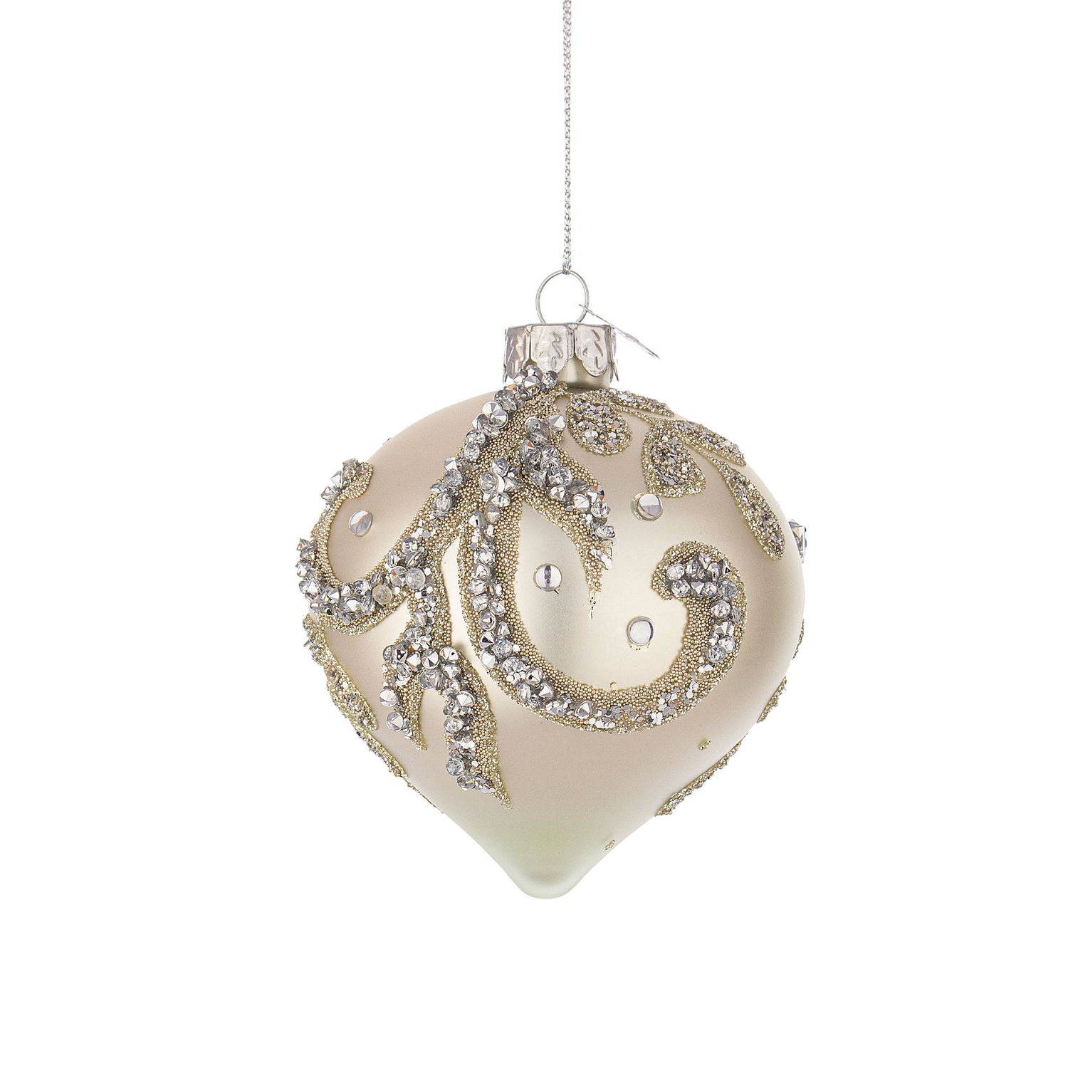BIZZOTTO Sfera Pallina Albero di Natale in Vetro Droplet 9cm Bianco Perlato