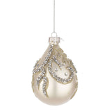 BIZZOTTO Sfera Pallina Albero di Natale in Vetro Droplet 10cm Bianco Perlato