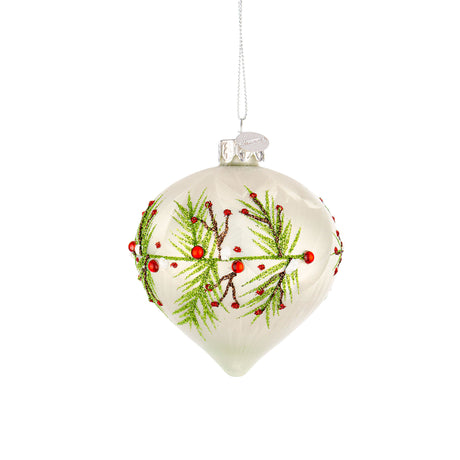 BIZZOTTO Sfera Pendaglio Albero di Natale in Vetro Branch 9cm Bianco Vischio