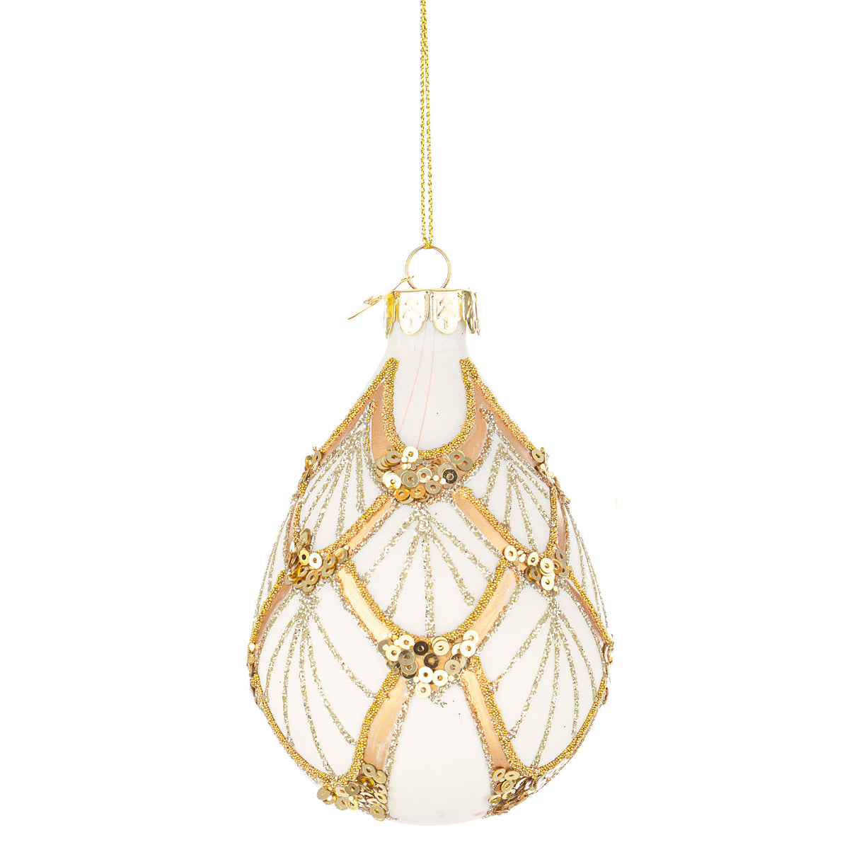 BIZZOTTO Sfera Pendaglio Albero di Natale in Vetro Lux 10cm Bianco Oro