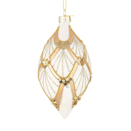 BIZZOTTO Sfera Pendaglio Albero di Natale in Vetro Lux 13cm Bianco Oro