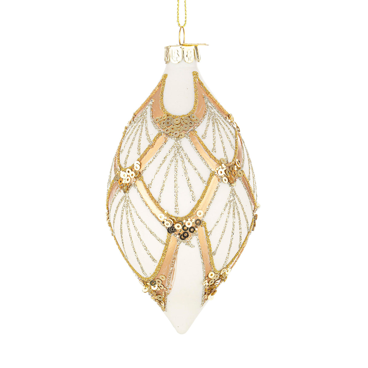 BIZZOTTO Sfera Pendaglio Albero di Natale in Vetro Lux 13cm Bianco Oro