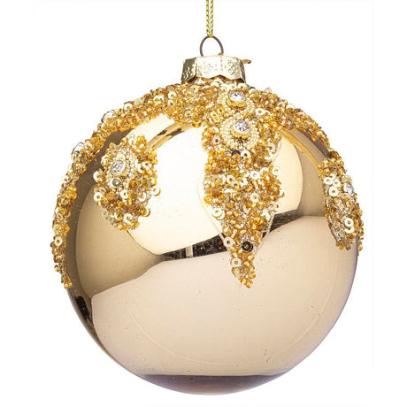 BIZZOTTO Sfera Pendaglio Albero di Natale in Vetro Melissa 10cm Oro Paillettes