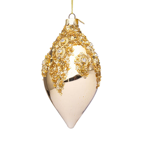 BIZZOTTO Sfera Pendaglio Albero di Natale in Vetro Melissa 13cm Oro Paillettes