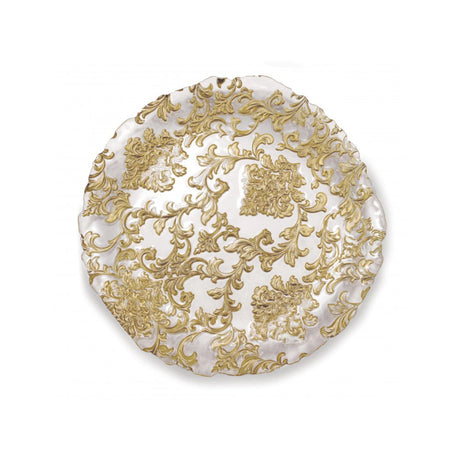 BRANDANI - Ciotola Piatto Damasco Gold cm 38 Tavola Natalizia Vetro 51023