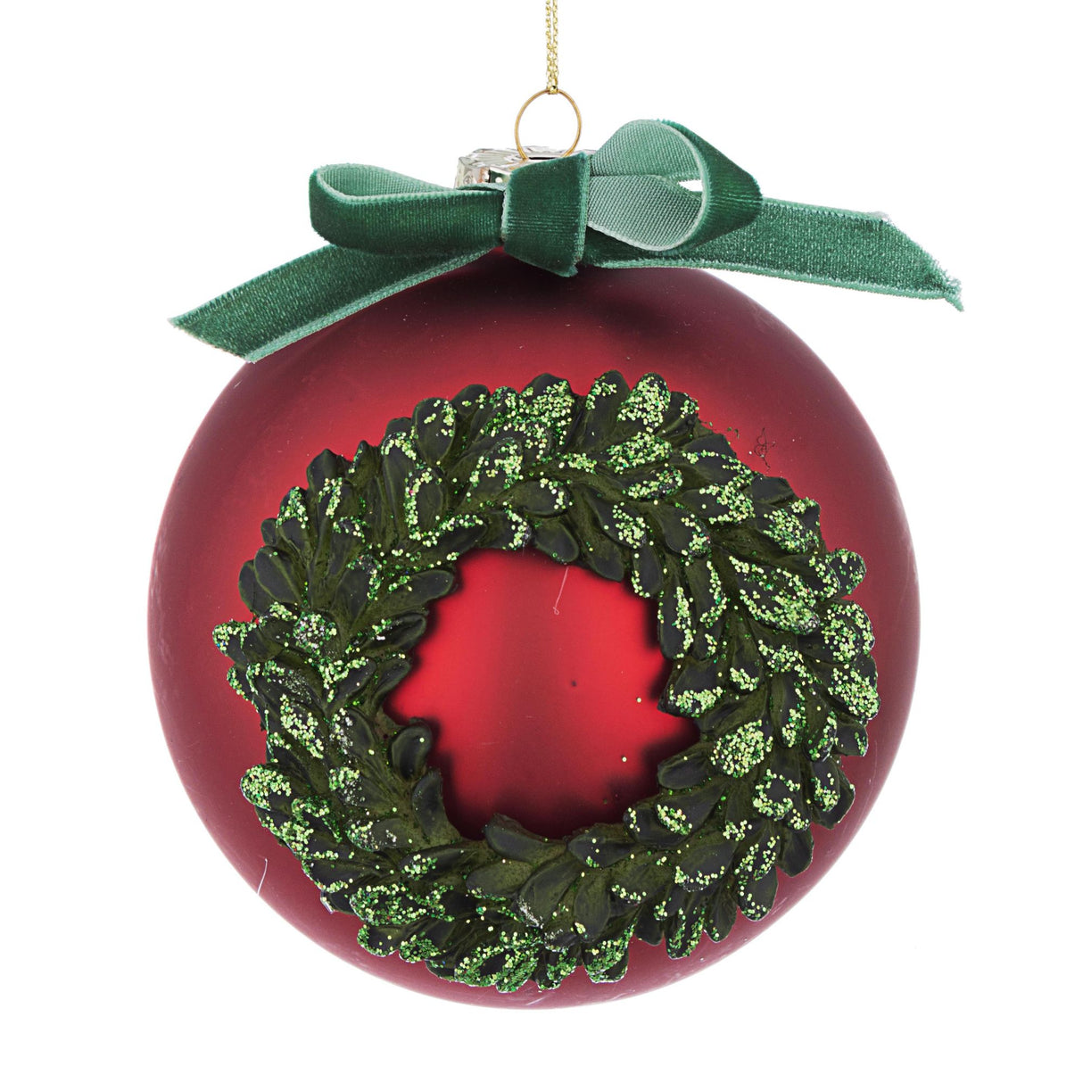 BIZZOTTO Sfera Pallina Albero di Natale in Vetro Corona 10cm Rosso