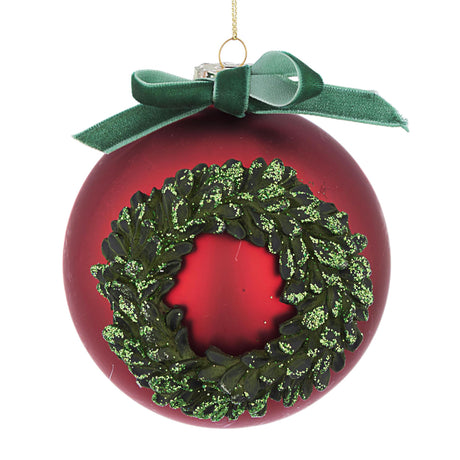 BIZZOTTO Sfera Pallina Albero di Natale in Vetro Corona 10cm Rosso