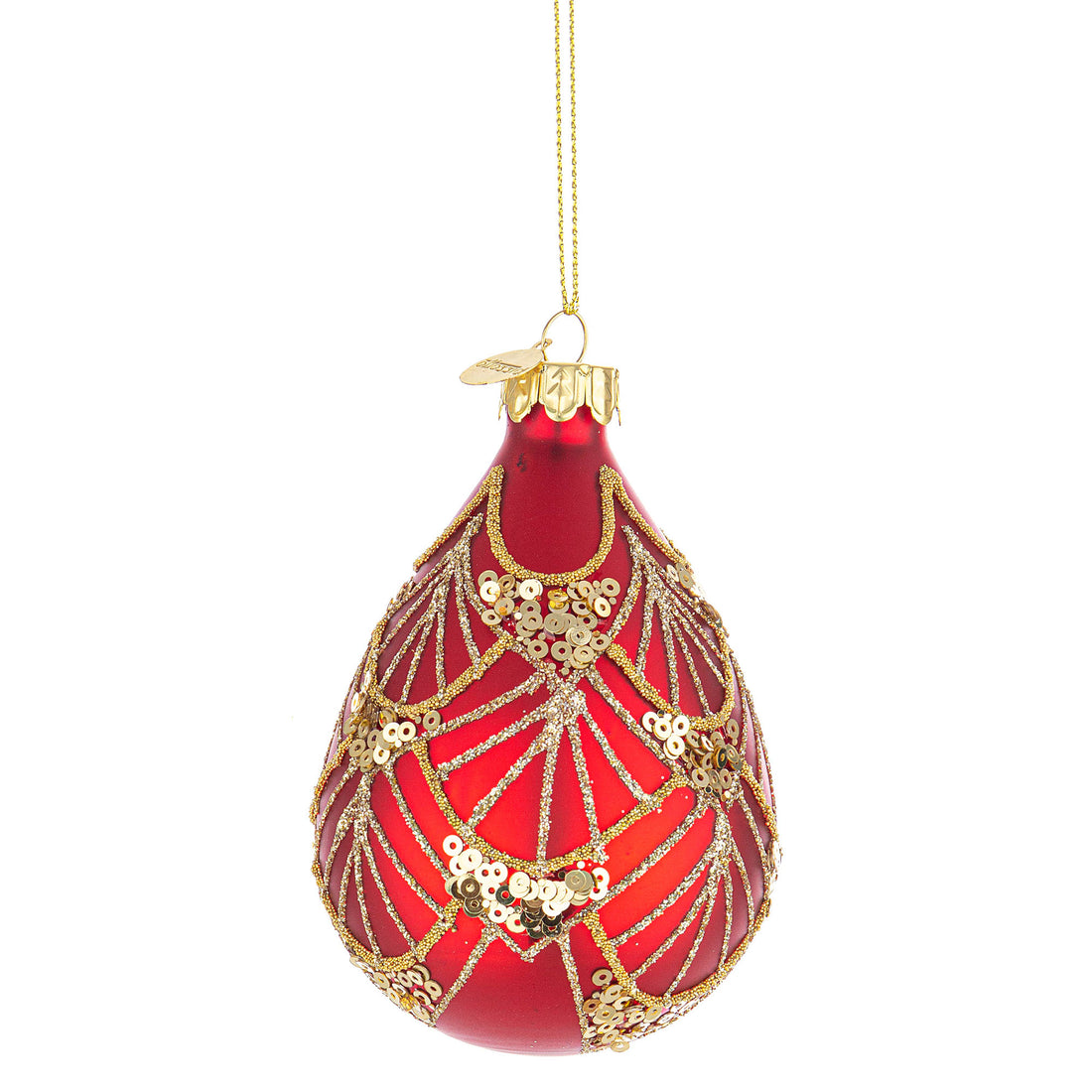 BIZZOTTO Sfera Pallina Pendaglio Albero di Natale in Vetro Lux 10cm Rosso Oro