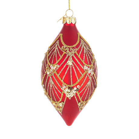 BIZZOTTO Sfera Pallina Pendaglio Albero di Natale in Vetro Lux 13cm Rosso Oro
