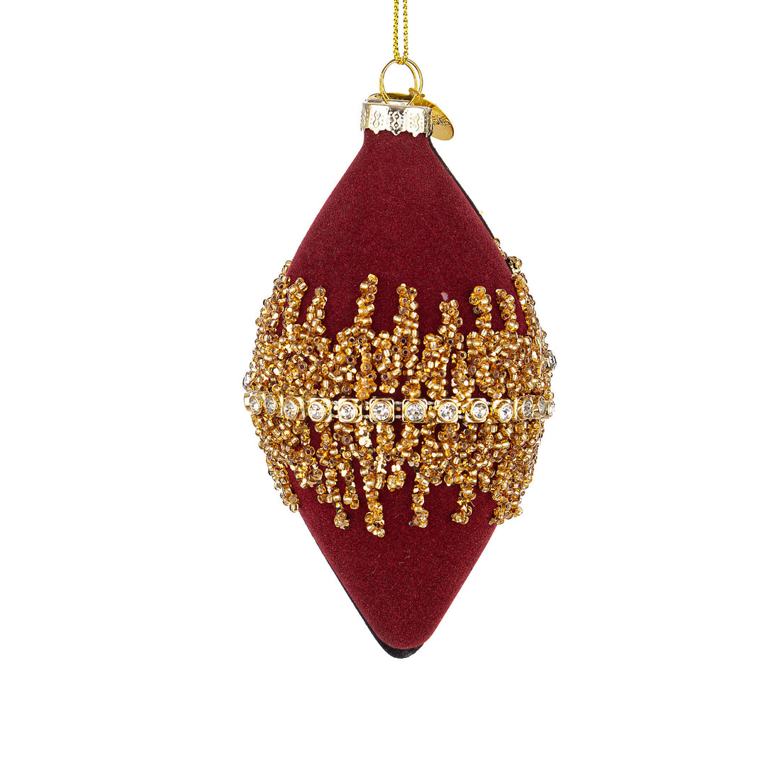 BIZZOTTO Sfera Pallina Pendaglio Albero di Natale in Vetro Luxury 13cm Rosso Oro Velluto