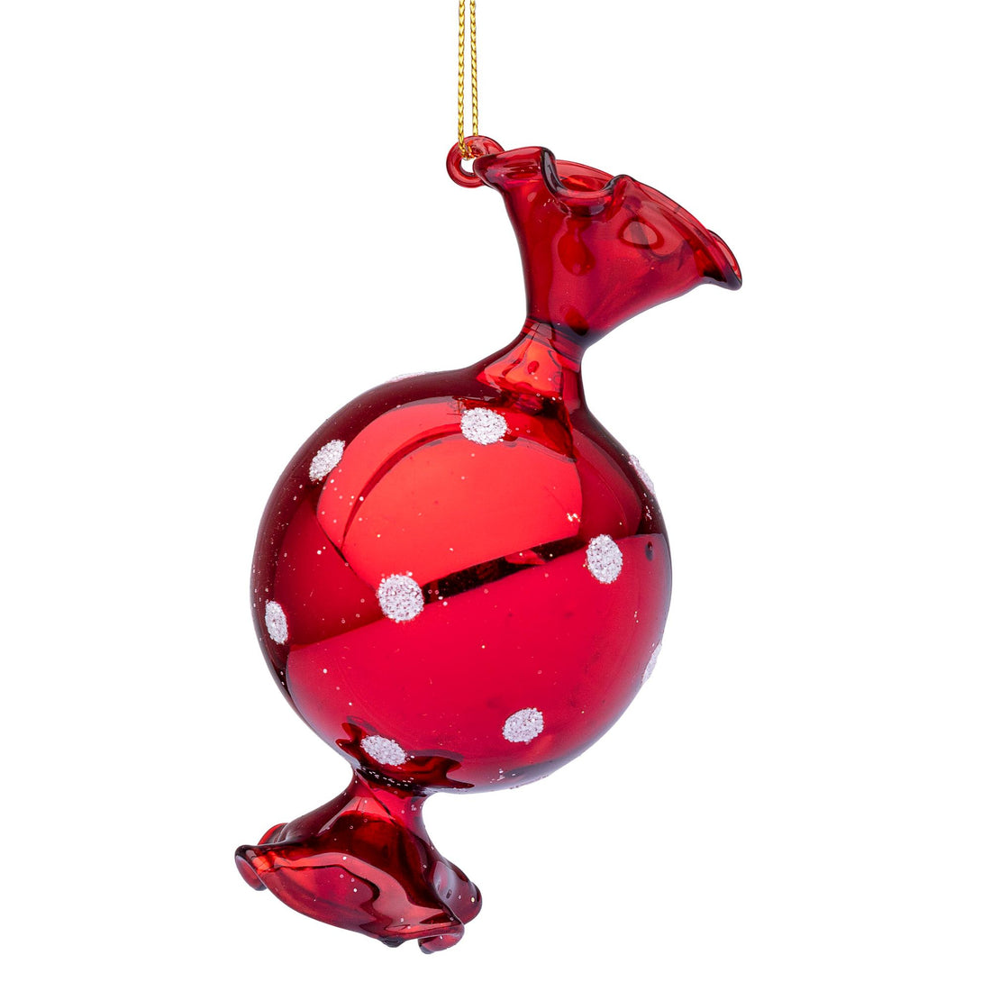 BIZZOTTO Pallina Pendaglio Albero di Natale in Vetro Sugar Caramella 12cm Rosso