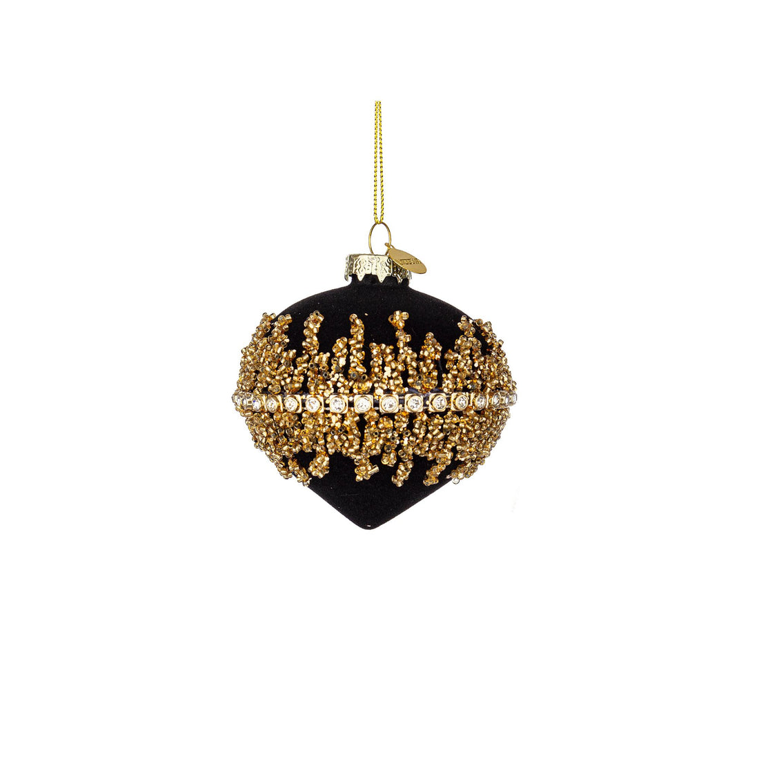BIZZOTTO - Sfera Pallina Albero di Natale Luxury Pendaglio 9 cm Vetro Oro Nero