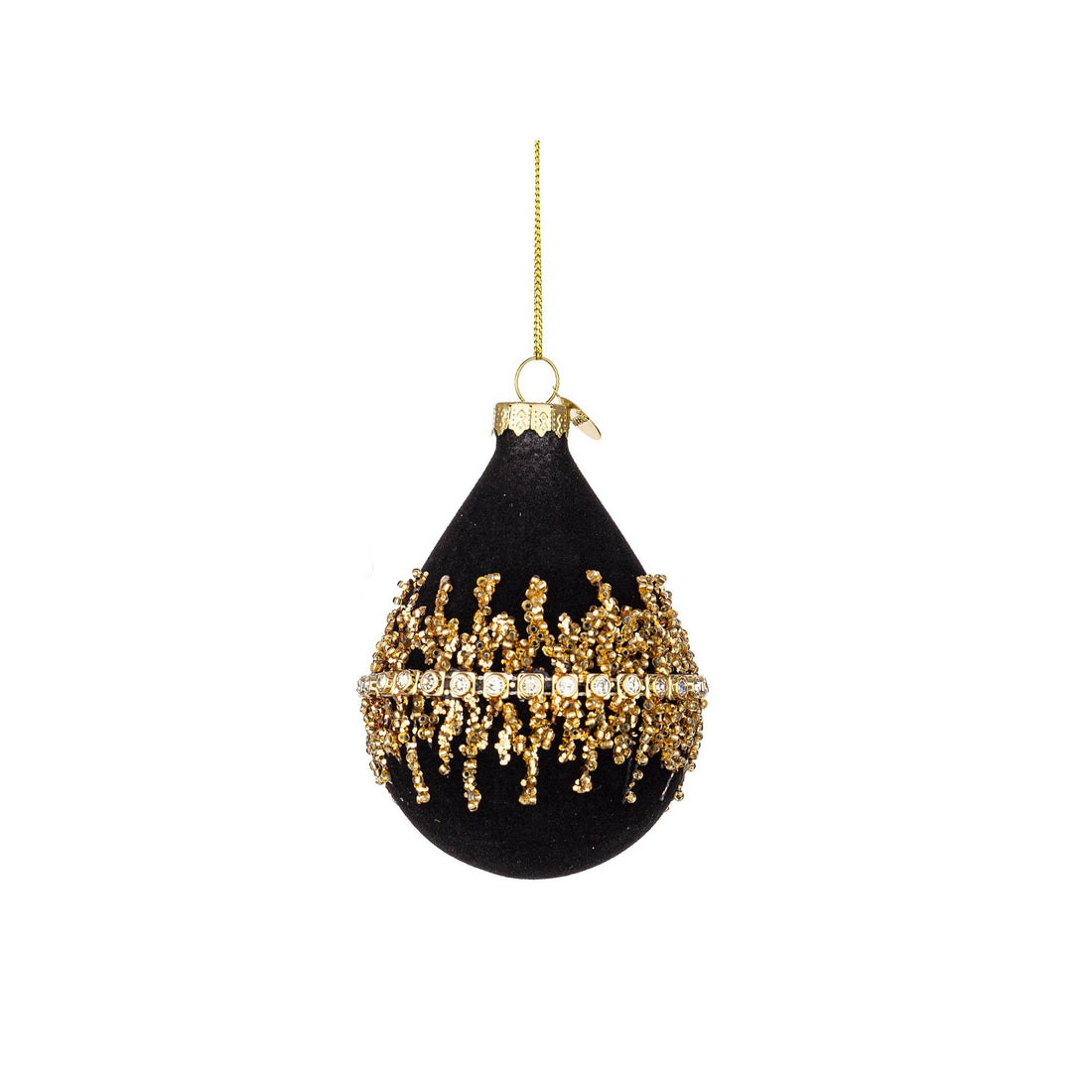 BIZZOTTO - Sfera Pallina Albero di Natale Luxury Pendaglio 10 cm Vetro Oro Nero