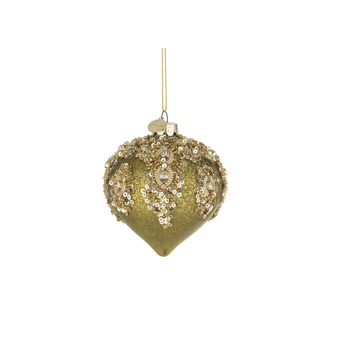 BIZZOTTO - Sfera Pallina Albero di Natale Melissa Pendaglio 9 cm Vetro Verde Oro