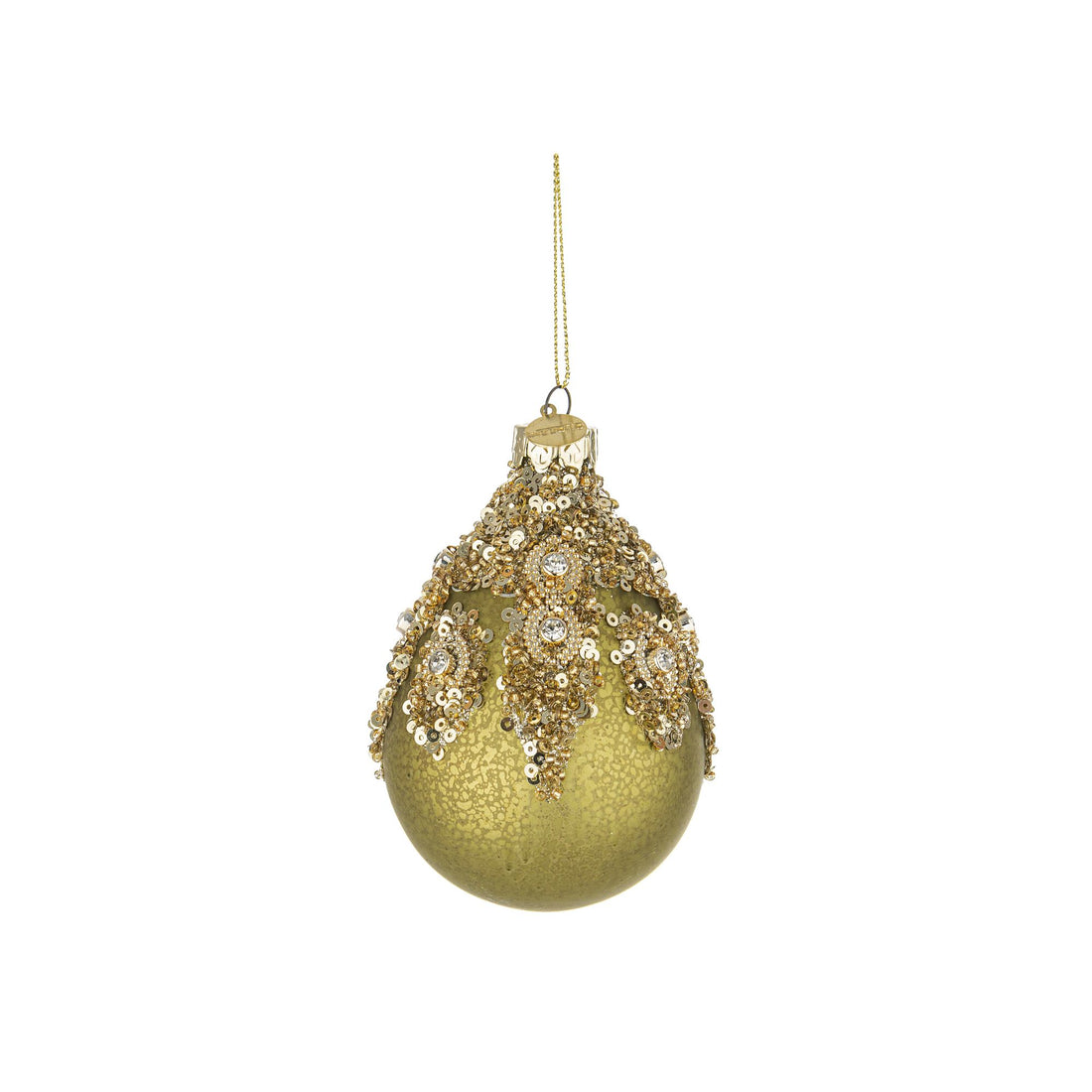BIZZOTTO - Sfera Pallina Albero di Natale Melissa Pendaglio 10 cm Vetro Verde Oro