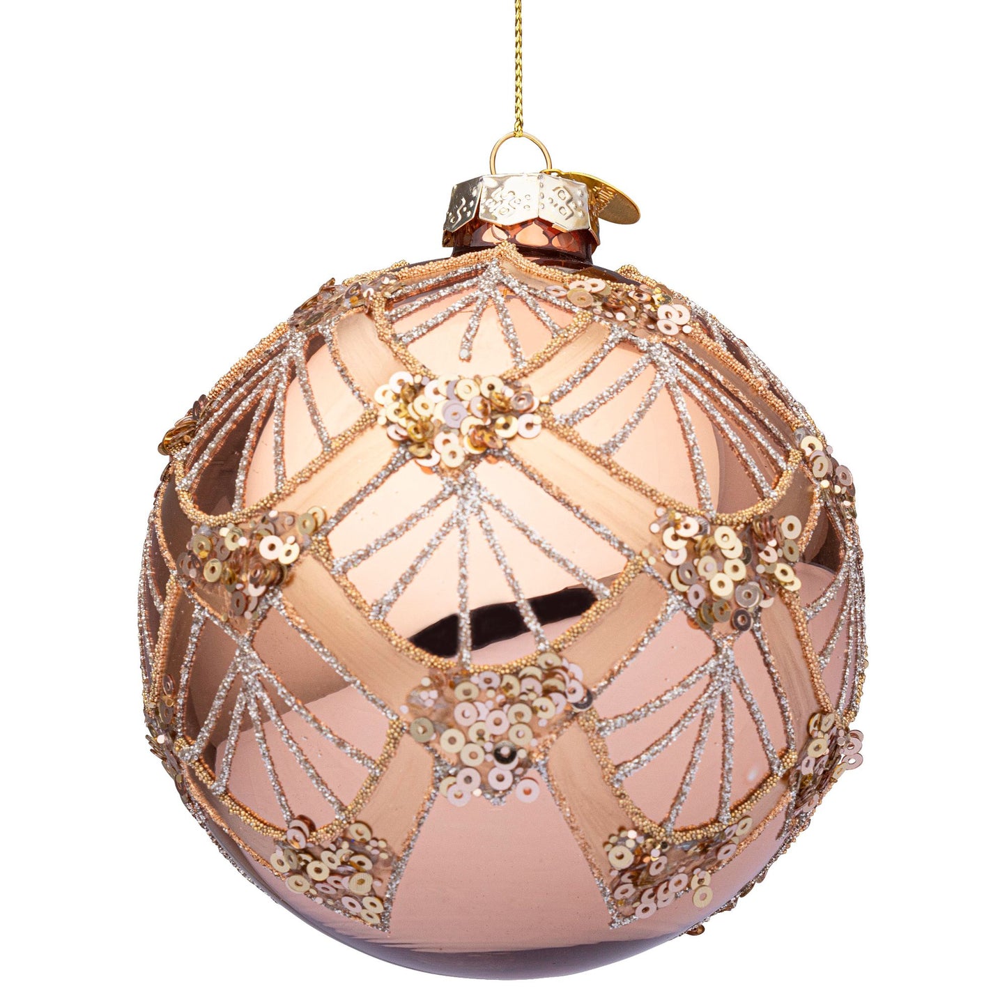 BIZZOTTO - Sfera Pallina Albero di Natale Lux 10 cm Vetro Rosa Champagne