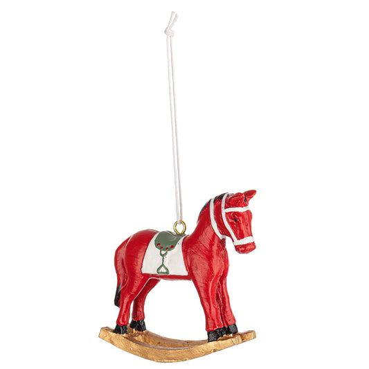BIZZOTTO - Pendaglio Albero di Natale Cavallo a Dondolo Resina 7,5  cm Rosso