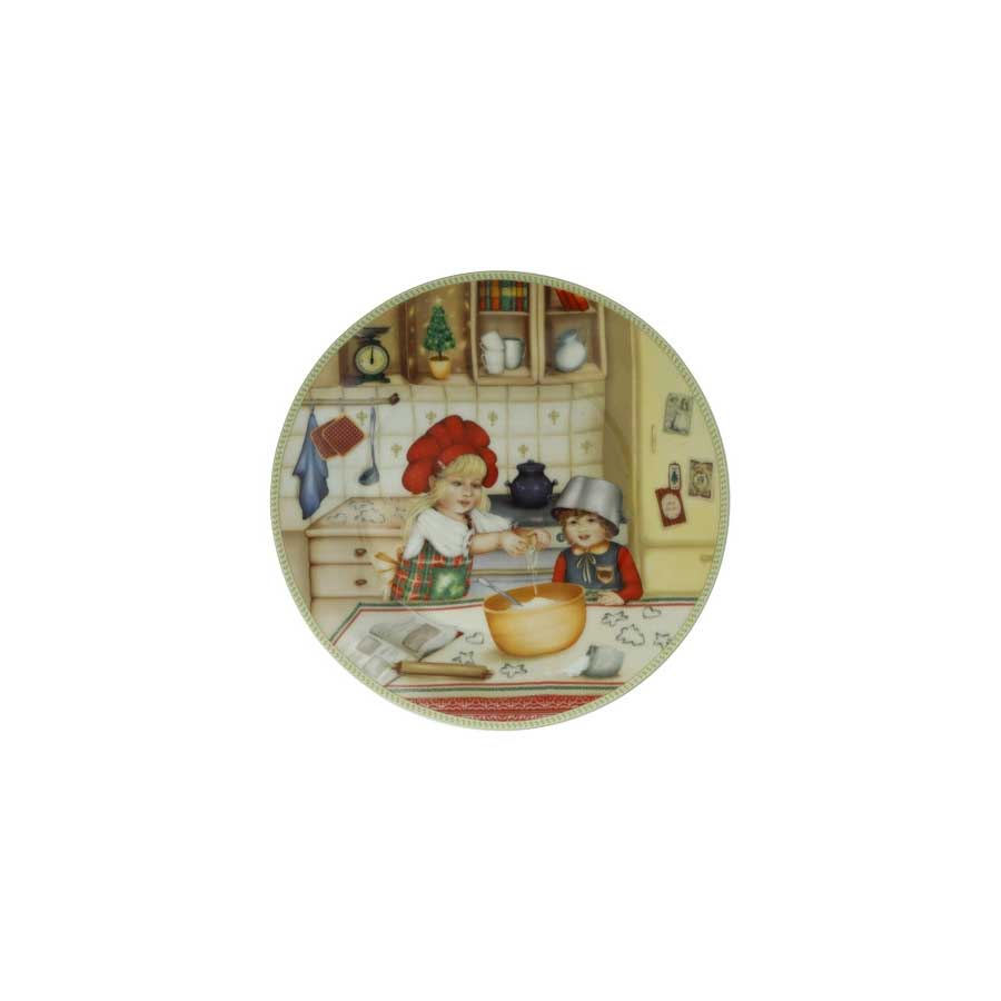 BRANDANI Cuccioli Piattino Natalizio Bimbi Pasticceri 19cm Porcellana