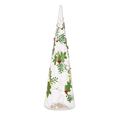 BIZZOTTO - Albero di Natale Pino LED 30 cm Trasparente Vischio Decorazione Natalizia Vetro.