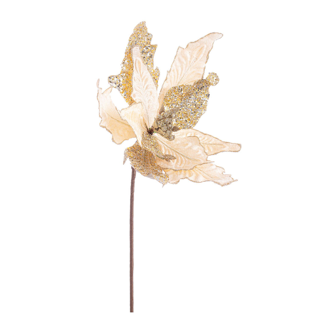 BIZZOTTO - Fiore Decorazione Natalizia Poinsettia Arya Champagne 50 cm Tessuto