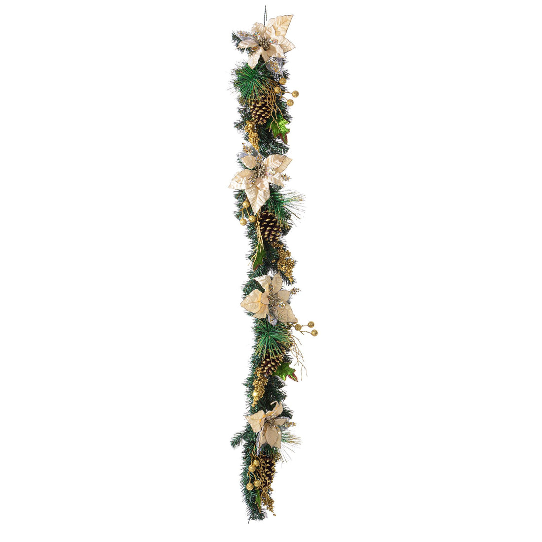 BIZZOTTO - Boa Ghirlanda Kyle Poinsettia 180cm Decorazione Natalizia PVC