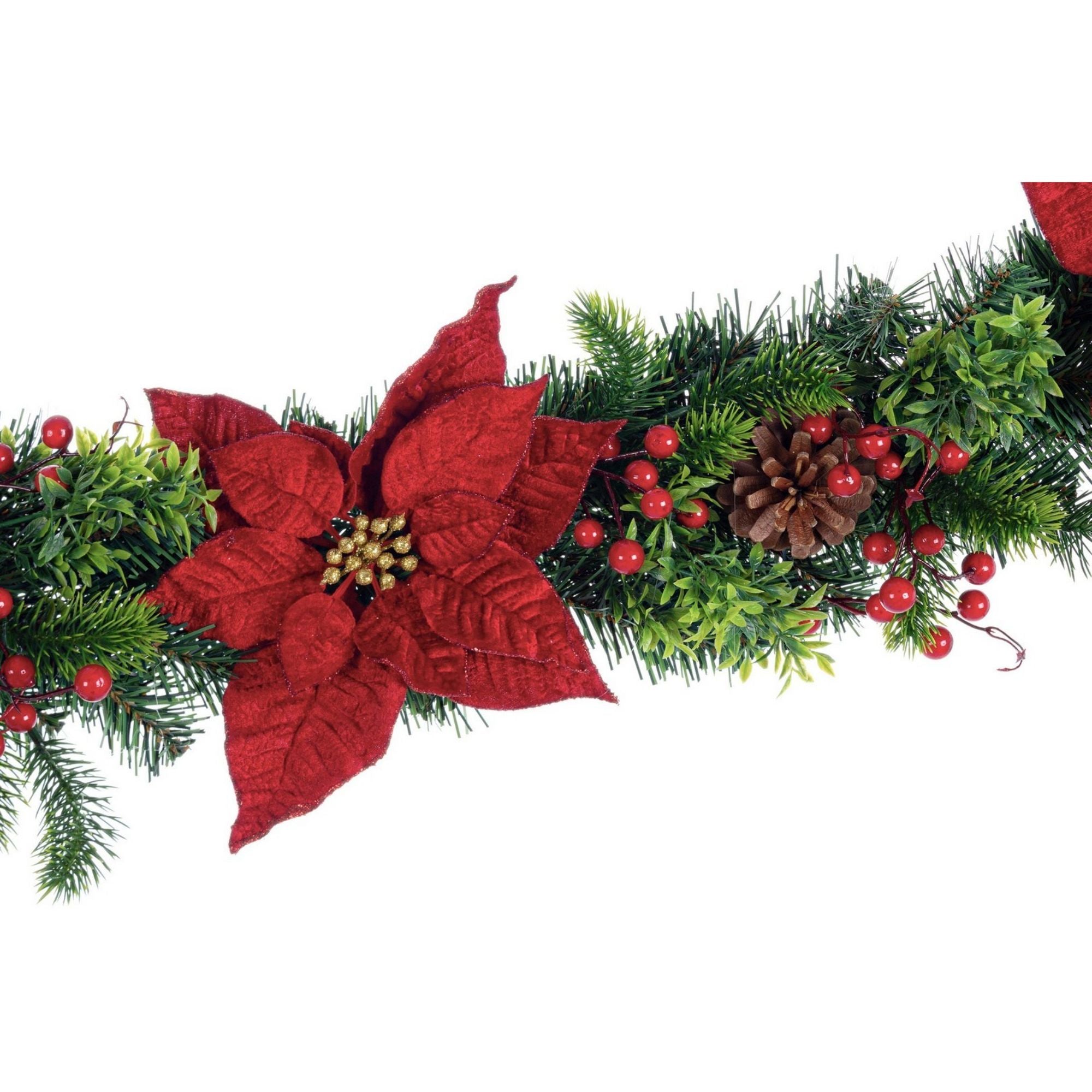 BIZZOTTO Boa Ghirlanda di Natale Classical Poinsettia Rosso Decorazione Natalizia 180 cm PVC