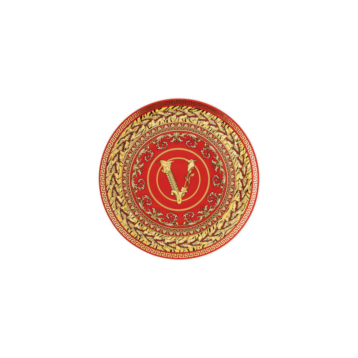 VERSACE Virtus Holiday Piatto Piano Decorativo 17cm Porcellana Rosso Oro
