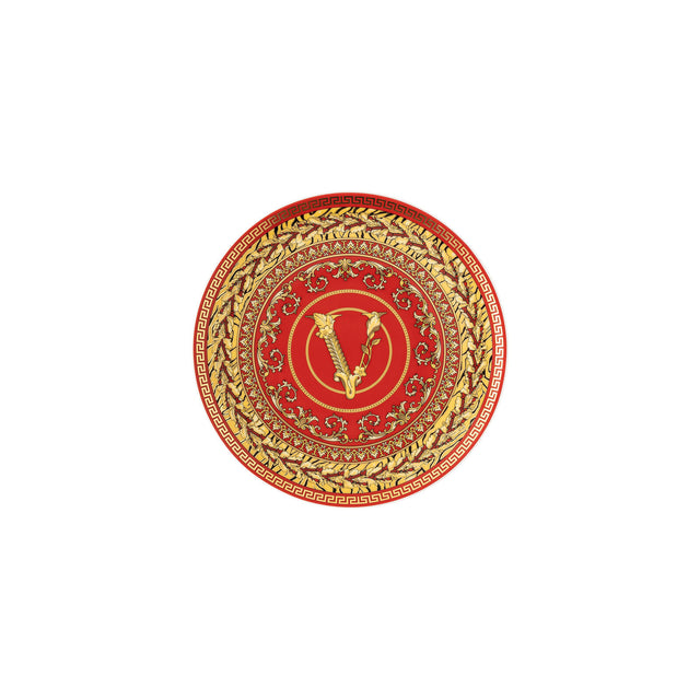 VERSACE Virtus Holiday Piatto Piano Decorativo 17cm Porcellana Rosso Oro