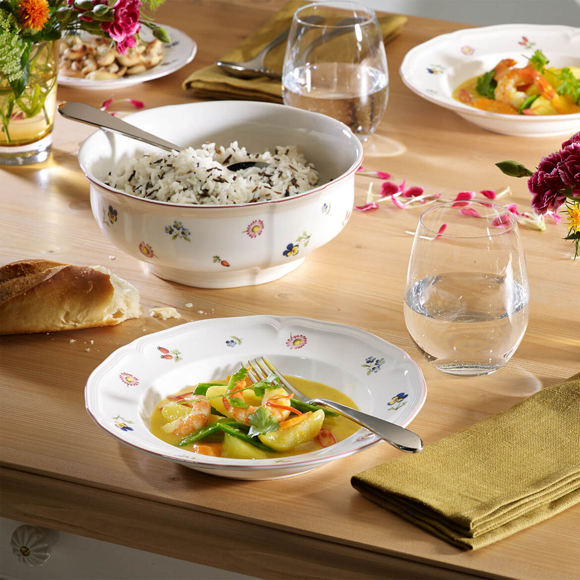 VILLEROY &amp; BOCH Petite Fleur Set 6 Pieces Deep Plate 23cm Porcelain Table