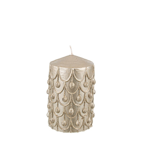 BIZZOTTO - Candela di Natale Richmond 10 cm Decorazione Natalizia Champagne Cera