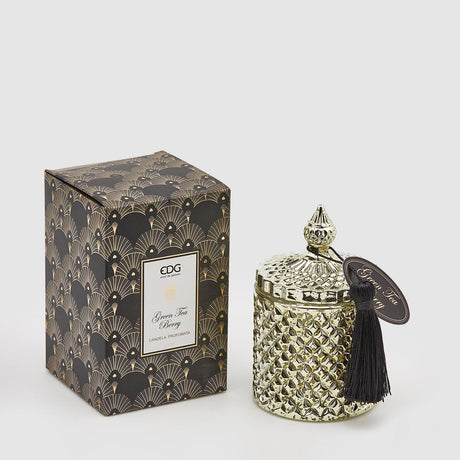 EDG Candela Profumata Green Tea Berry in Barattolo Vetro con Nappa 8xH14cm
