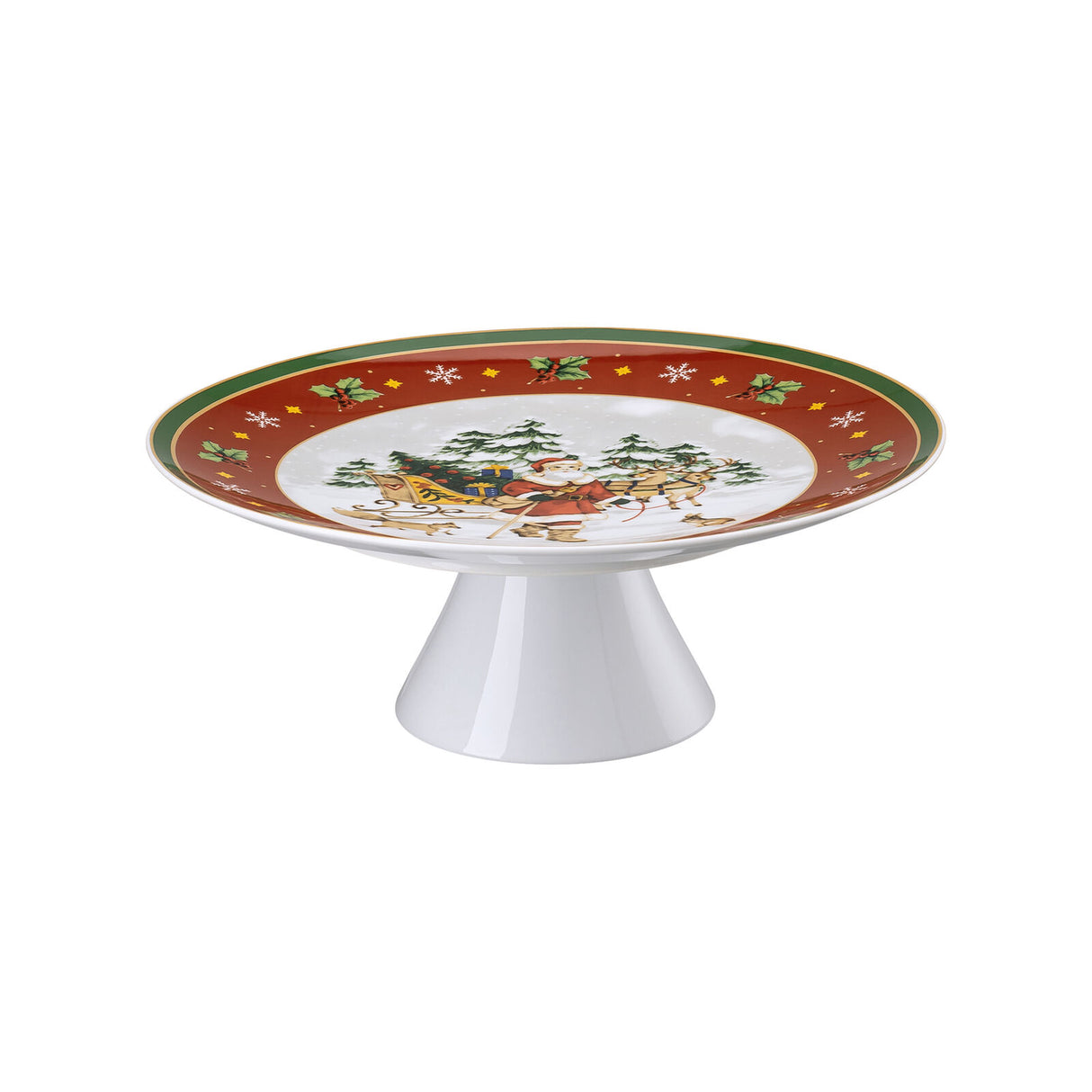 HUTSCHENREUTHER Happy Christmas Alzata Piatto Torta 28cm Tavola di Natale