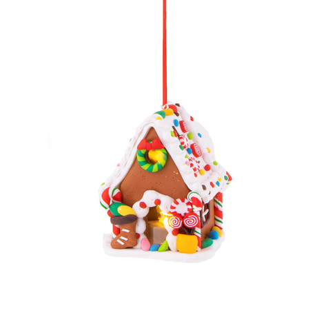 BIANCHI DINO - Decorazione Natalizia LED Casetta c/ Caramelle Addobbo Albero di Natale 9,5 cm