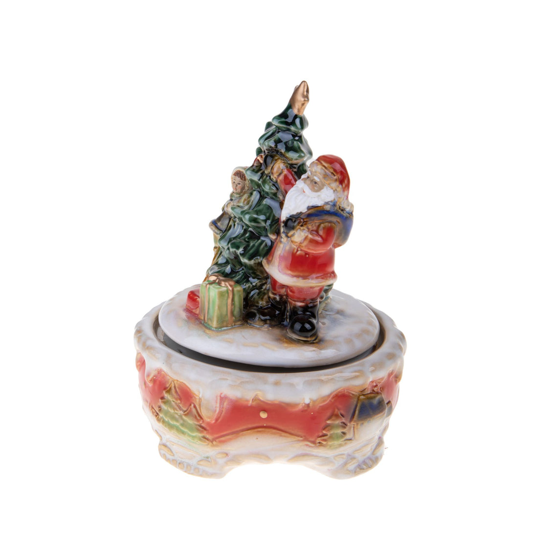 BIANCHI DINO - Babbo Natale c/ Albero Carillon Decorazione Natalizia 20 cm Porcellana
