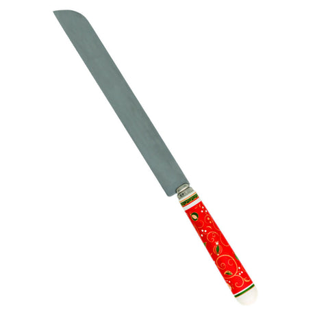 BRANDANI Coltello Panettone Tempo di Festa 34cm Porcellana e Acciaio Inox Tavola Natalizia