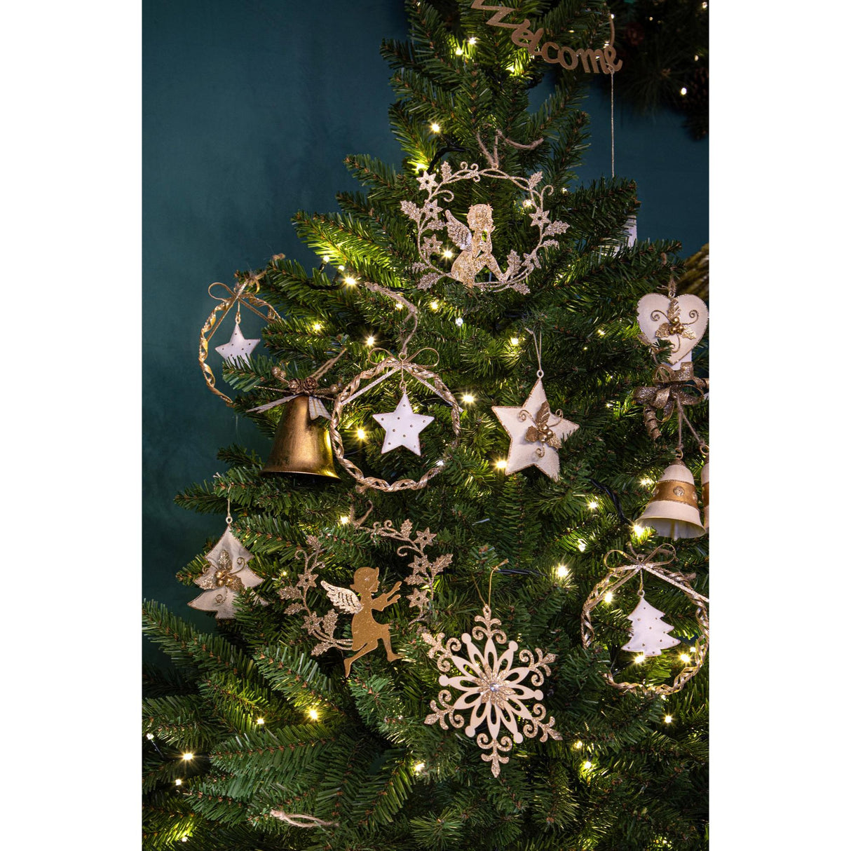 BIANCHI DINO - Snowflake Pendant Christmas Decoration Cream Gold 14 cm Metal